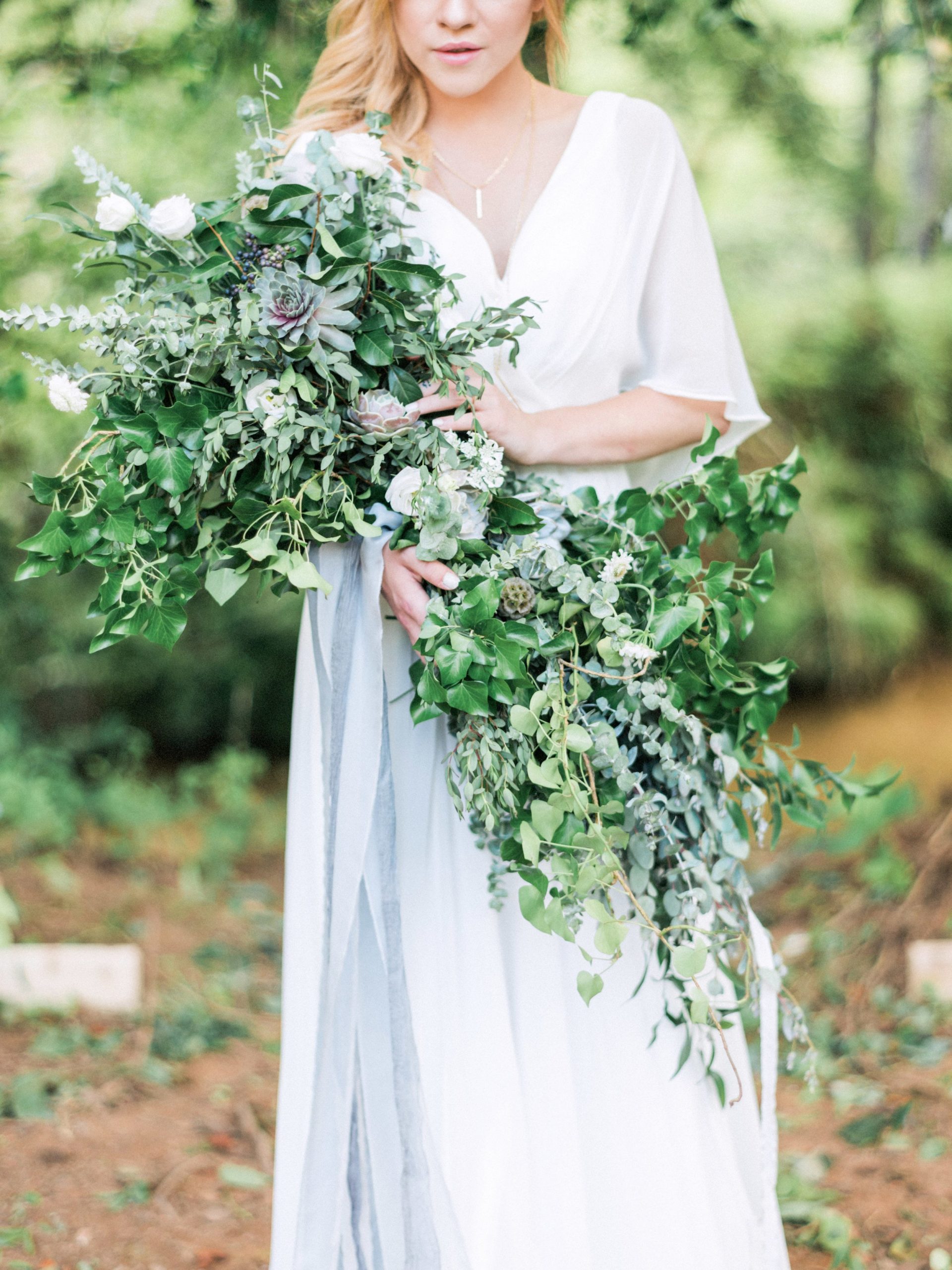  Asheville, NC mountainside wedding inspiration greenery bouquet 
