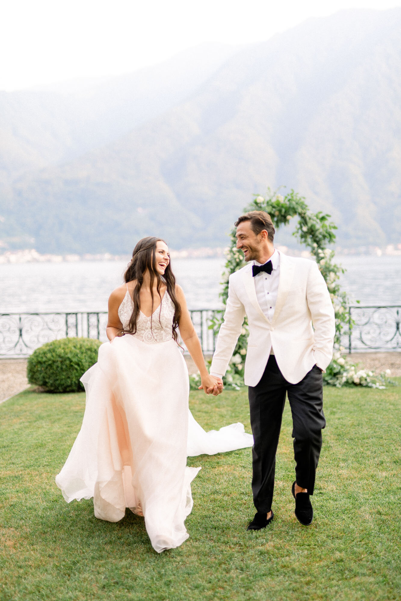  Custom Blush gown by  Silvia Valli  in Lake Como, Italy 