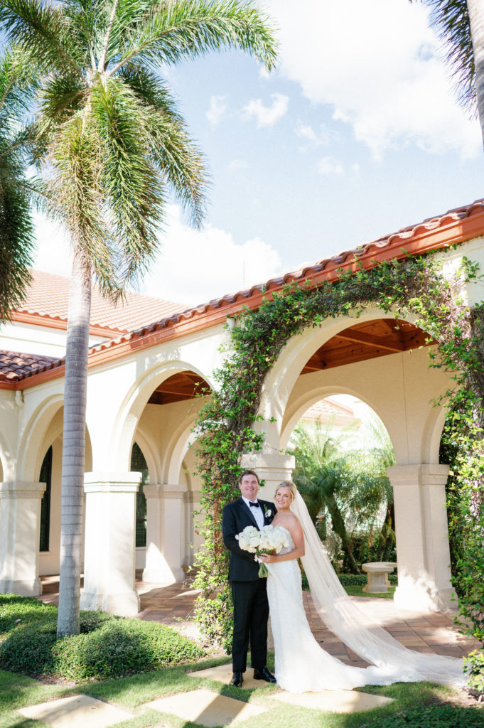 Portrait of newlywed couple at destination wedding in Naples, FL
