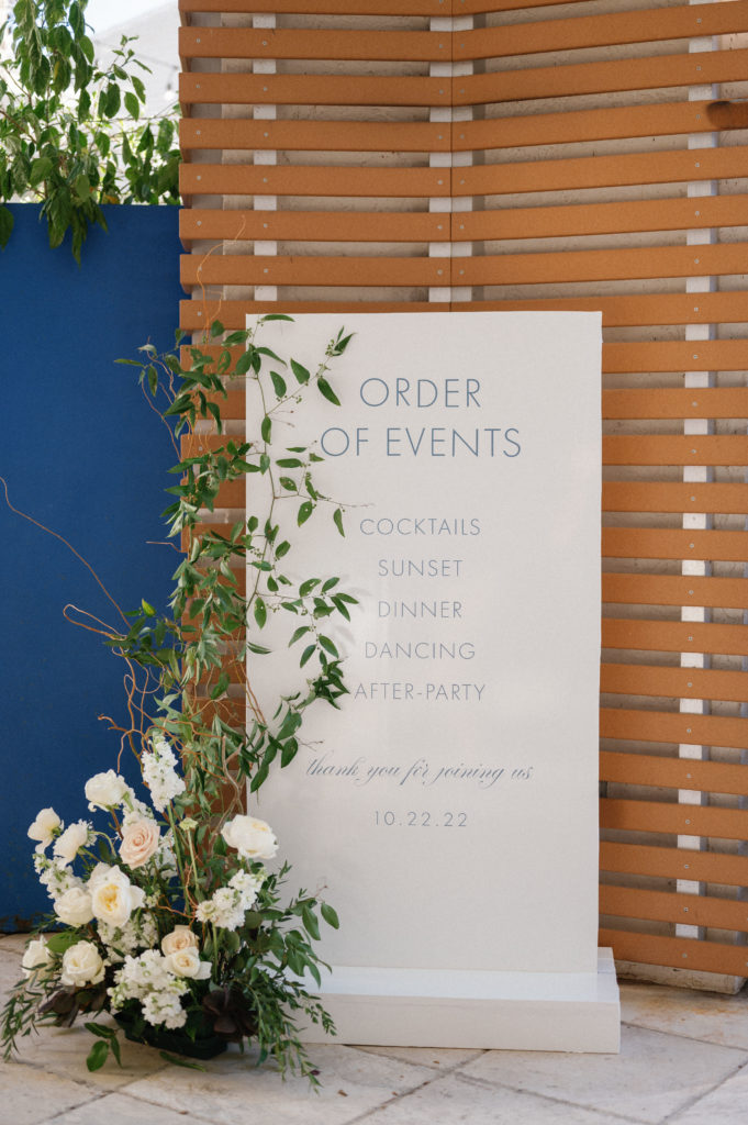 Order of Events Signage for destination wedding in Naples 