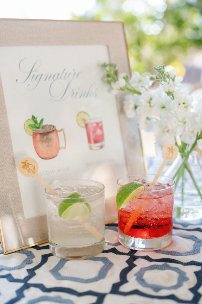 Signature drinks for destination wedding in Naples, LaPlaya Beach Resort 