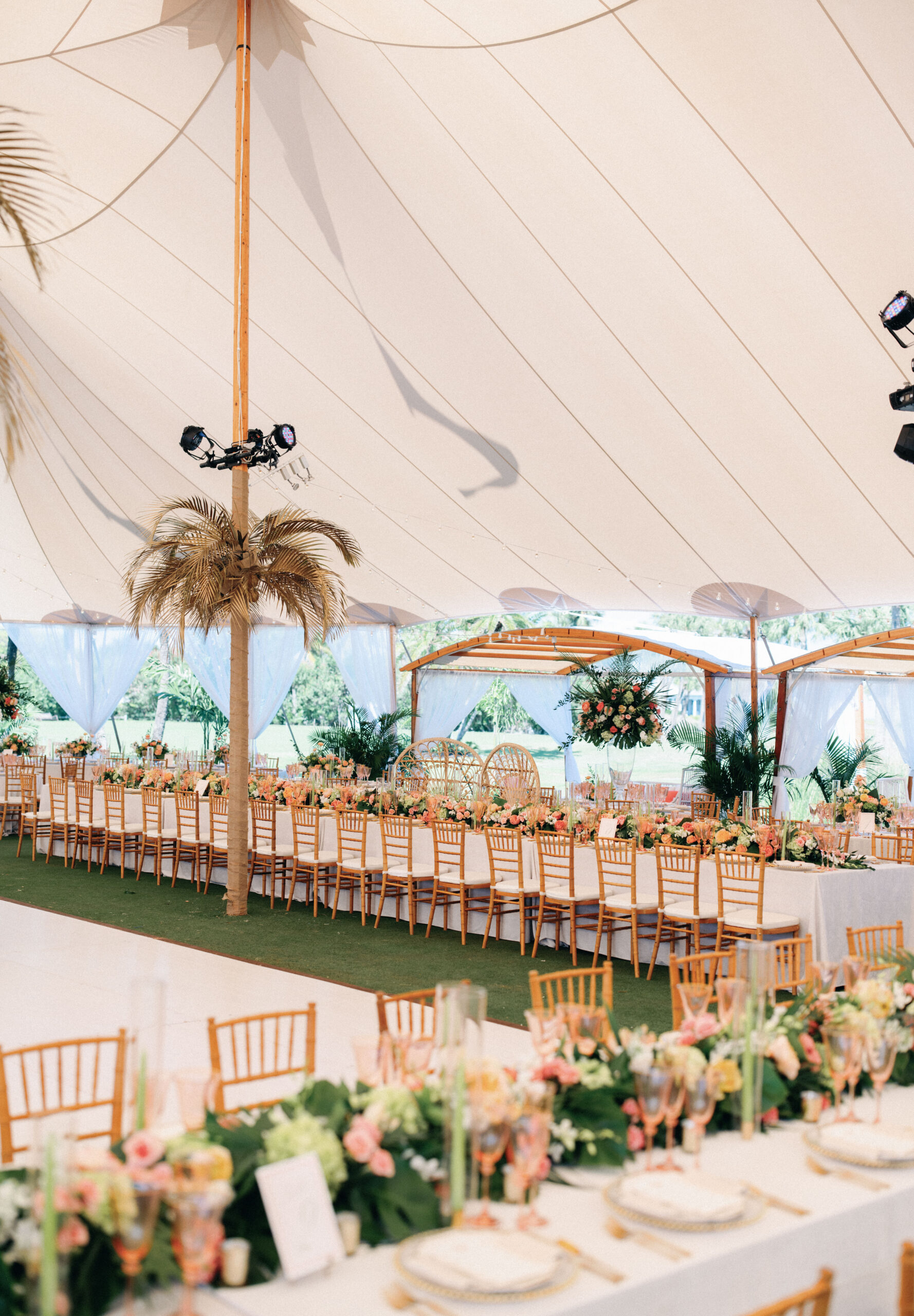 tropical, boho theme tented wedding at Gasparilla Club