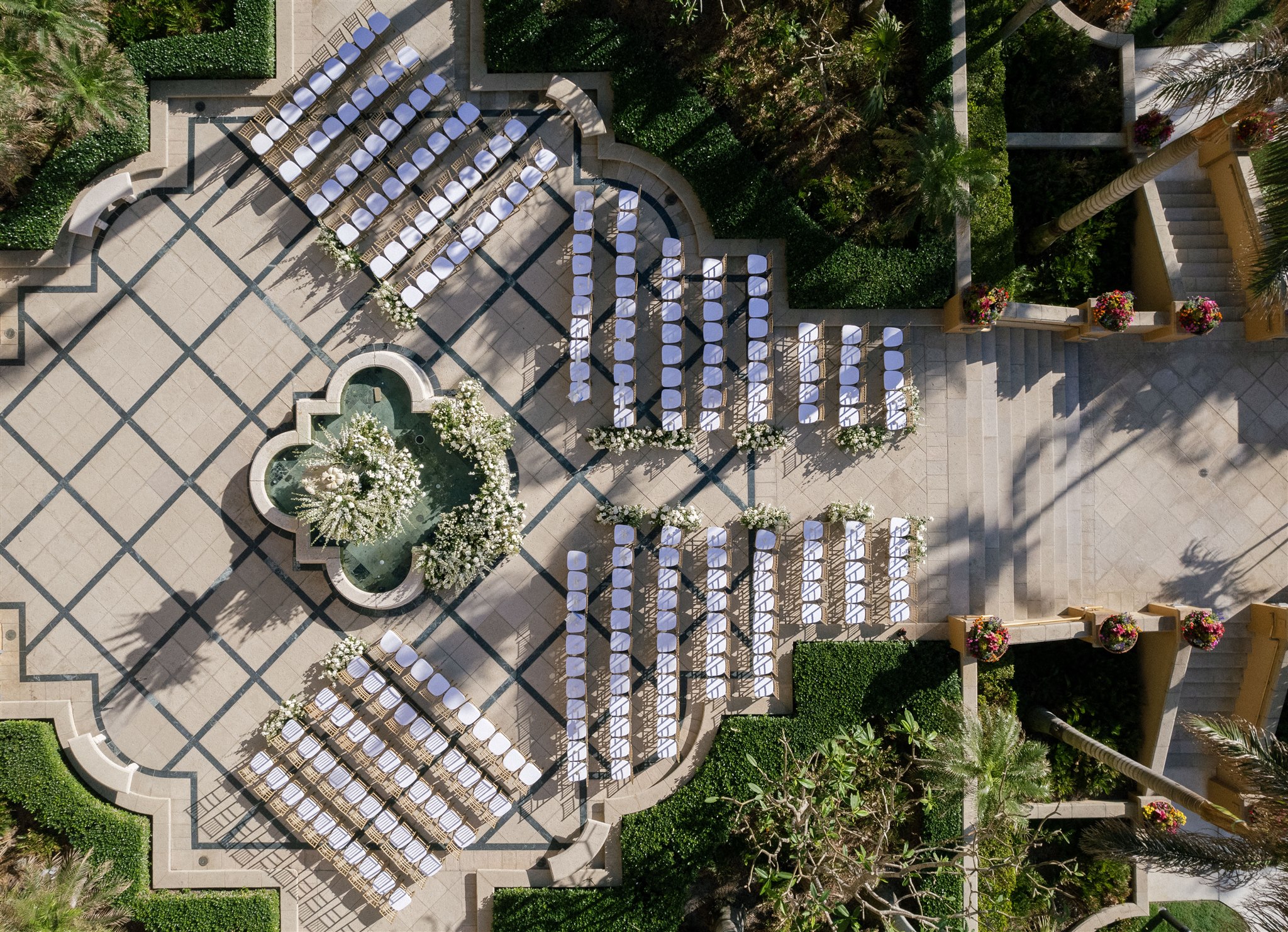 A beautiful aerial view of the Ritz Carlton Naples ceremony site.