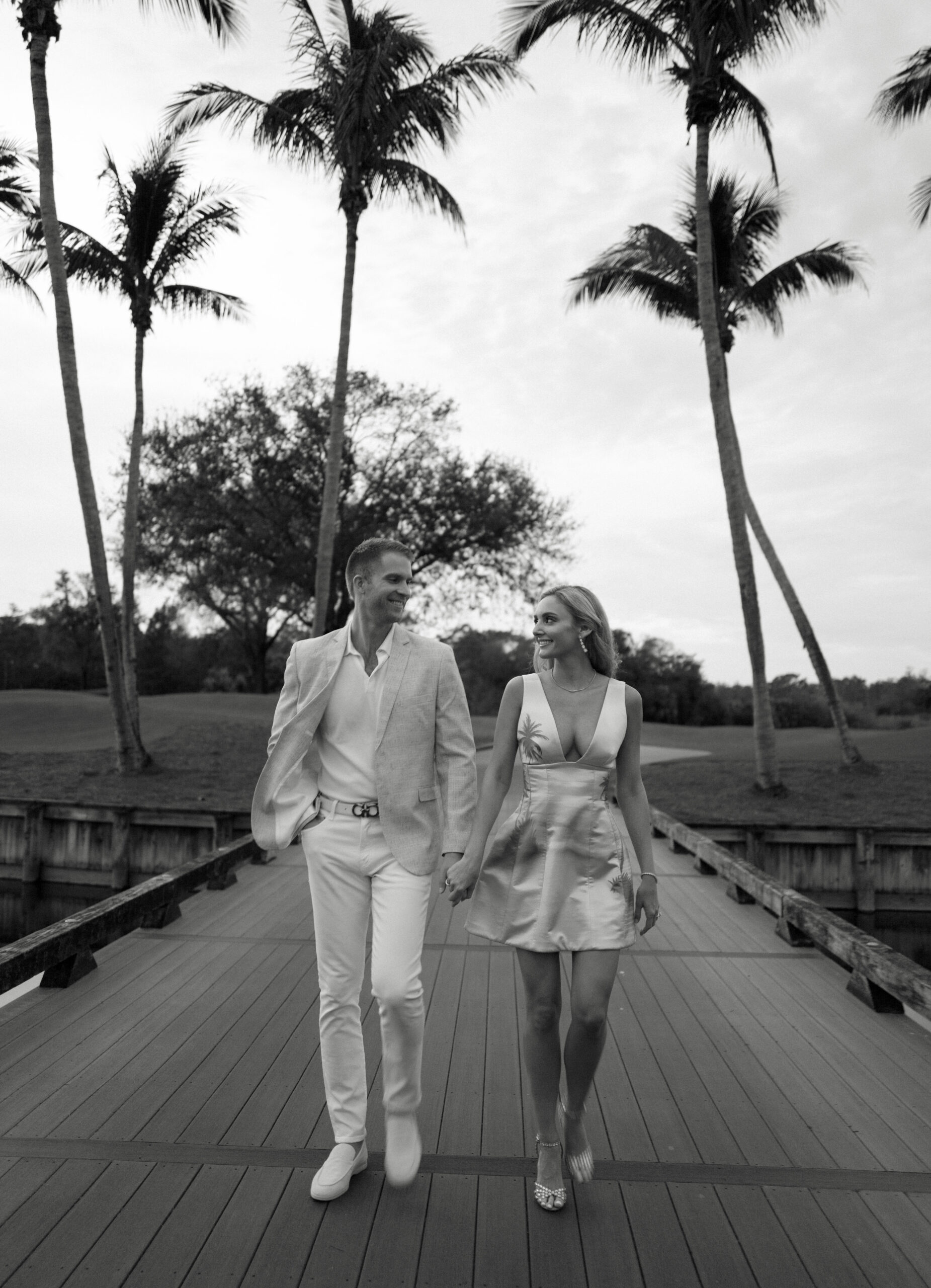 A couple arriving to their Florida welcome party.