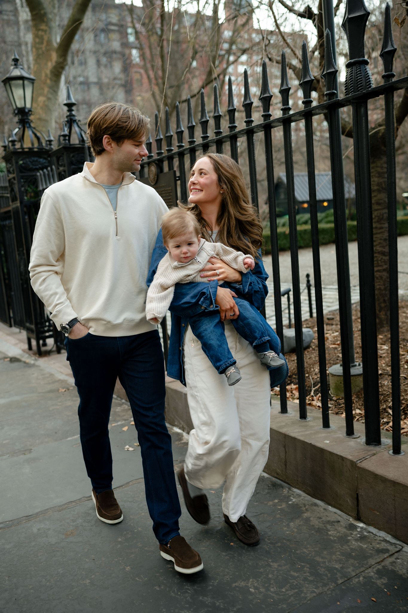 New York City family portraits outside of a park.